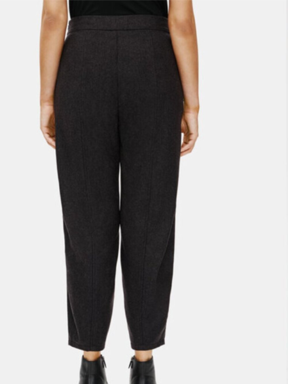 Eileen Fisher Women's Charcoal Gray Pleated Virgin Wool Ankle Lantern Pants Sz L - Picture 2 of 13